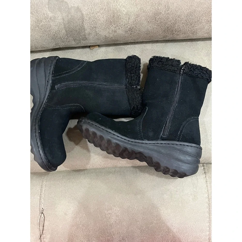 American Eagle Women's Haile Boots  8 Black Good Suede Faux‎ Fur Zipper